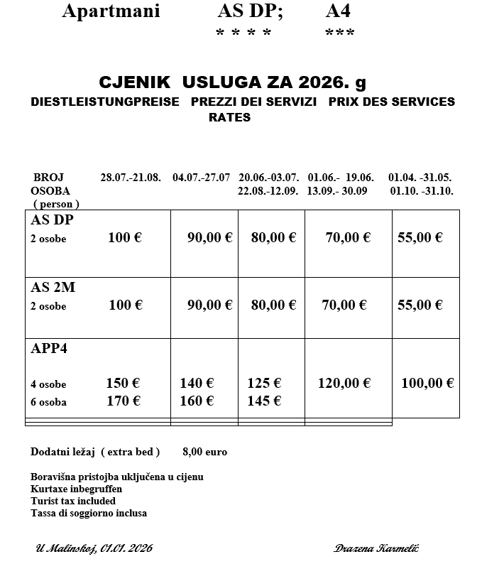 Cjenik 2026
